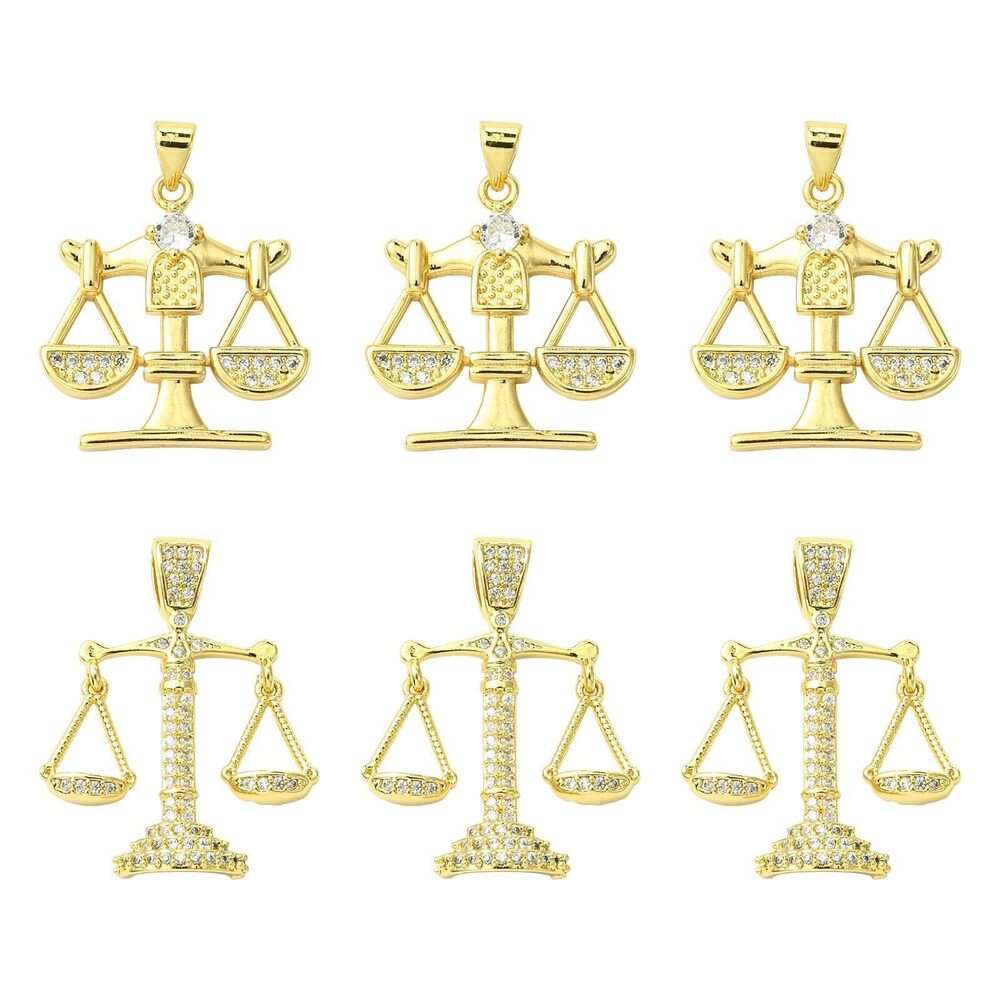5529 6 Pcs 18K Gold Plated Libra Charms Zodiac Star Sign Horoscope